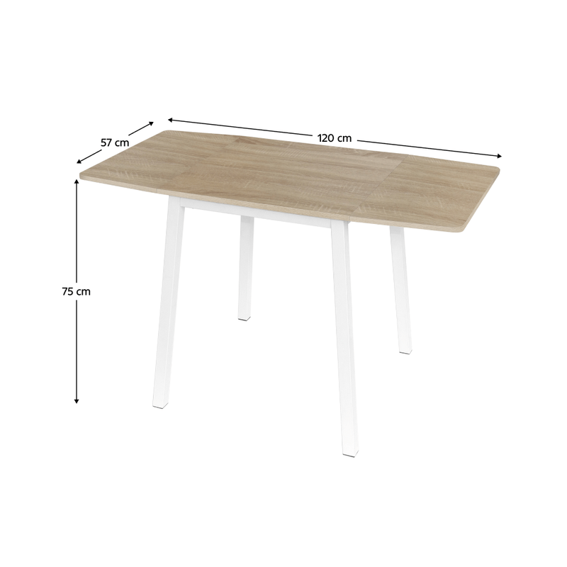 Casa si Gradina - Mobilier - Mese si birouri - Mese bucatarie si dining - Masa dining, MDF folie/metal, stejar sonoma/alb, 60-120x60 cm, MAURO - Infinity.ro