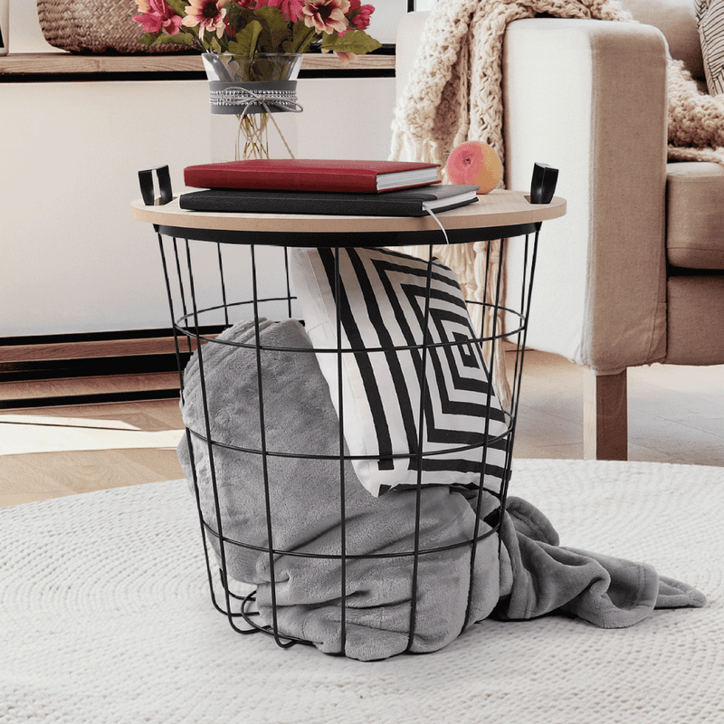 Casa si Gradina - Mobilier - Mese si birouri - Masute de cafea - Masuta auxiliara, model natural/negru, NANDO - Infinity.ro