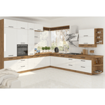 Casa si Gradina - Mobilier - Comode si corpuri - Corpuri bucatarie - Cabinet inferior, alb extra lucios HG/stejar Lancelot, VEGA D40 3S BB - Infinity.ro