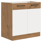Casa si Gradina - Mobilier - Comode si corpuri - Corpuri bucatarie - Cabinet inferior, alb extra lucios HG/stejar Lancelot, VEGA 80 D 2F BB - Infinity.ro
