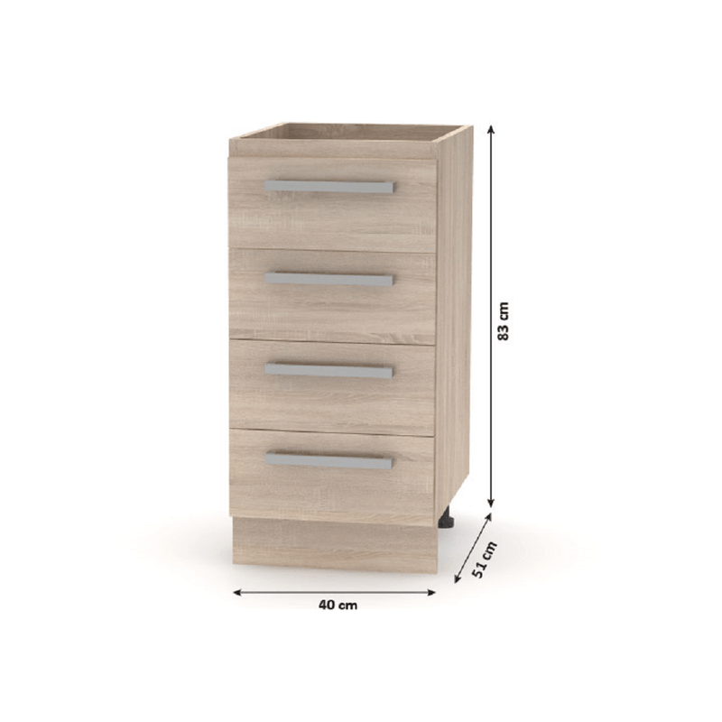 Casa si Gradina - Mobilier - Comode si corpuri - Corpuri bucatarie - Cabinet inferior cu 4 sertare, stejar sonoma, NOVA PLUS NOPL-055-0S - Infinity.ro