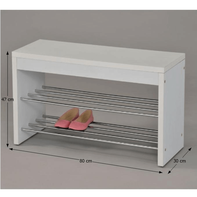 Casa si Gradina - Mobilier - Dulapuri si sifoniere - Dulapuri pantofi - Lavita cu dulap pentru incaltaminte, alb/crom, LusiA - Infinity.ro