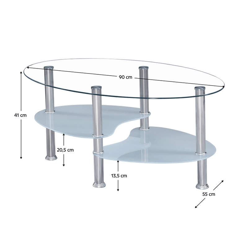 Casa si Gradina - Mobilier - Mese si birouri - Masute de cafea - Masuta de cafea, otel/sticla transparenta/sticla  de culoarea laptelui, WAVE NEW - Infinity.ro