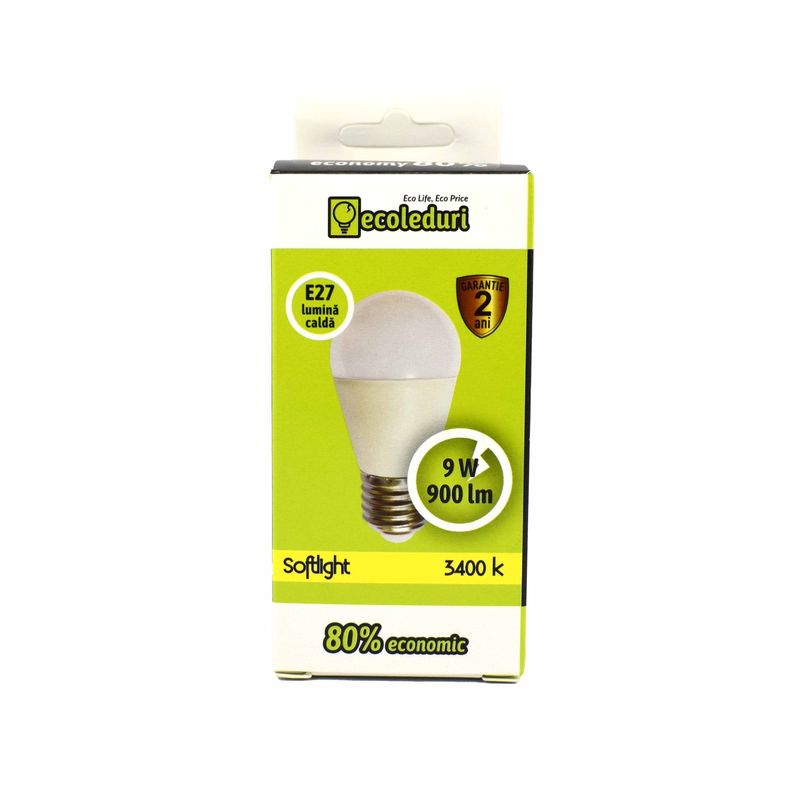 Casa si Gradina - Corpuri si surse de iluminat - Becuri si tuburi neon - Becuri - Bec E27 9W Sferic G45 Ecoled 3500K - Infinity.ro