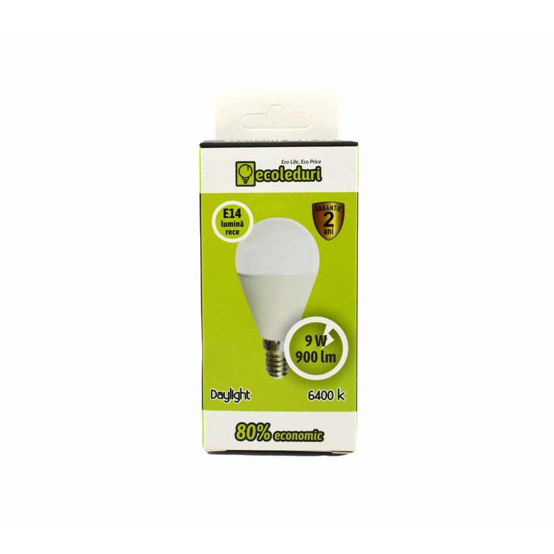 Casa si Gradina - Corpuri si surse de iluminat - Becuri si tuburi neon - Becuri - Bec E14 9W Sferic G45 Ecoled 6400K - Infinity.ro