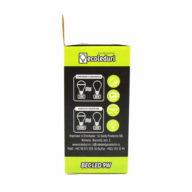 Casa si Gradina - Corpuri si surse de iluminat - Becuri si tuburi neon - Becuri - Bec E27 9W Sferic G45 Ecoled 6400K - Infinity.ro
