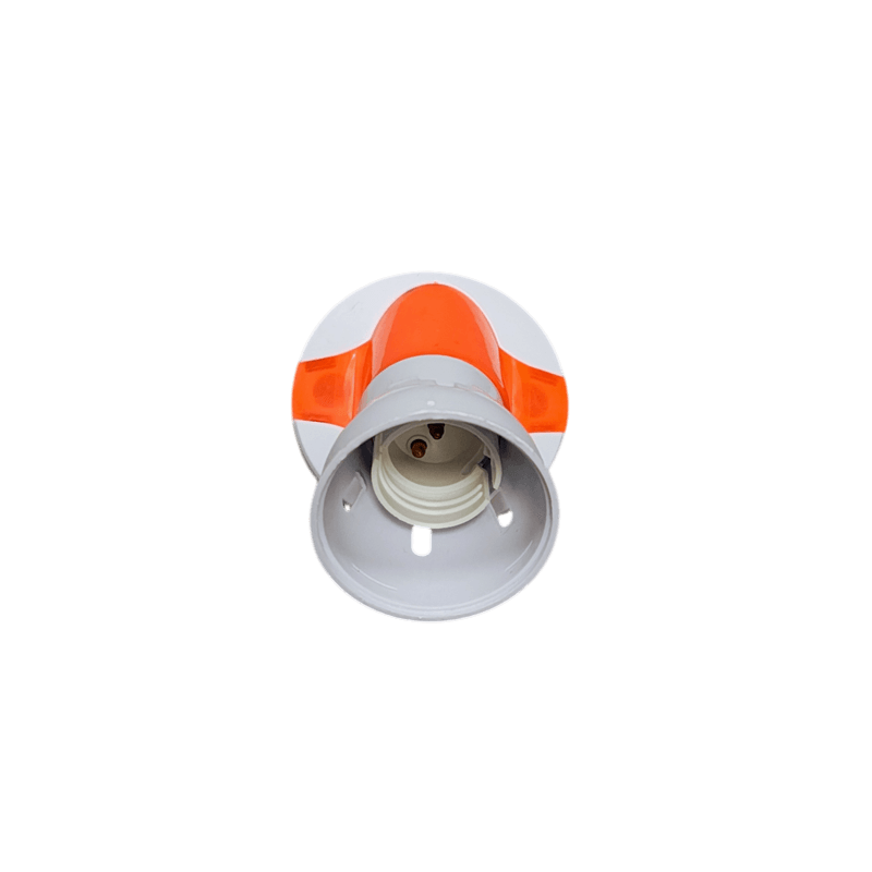 Casa si Gradina - Corpuri si surse de iluminat - Accesorii corpuri de iluminat - Dulie E27 Oblca din Plastic, Montaj pe Perete/Tavan, 105 mm, Baza 70 mm, Alba cu Insertii Colorate, engros - Infinity.ro