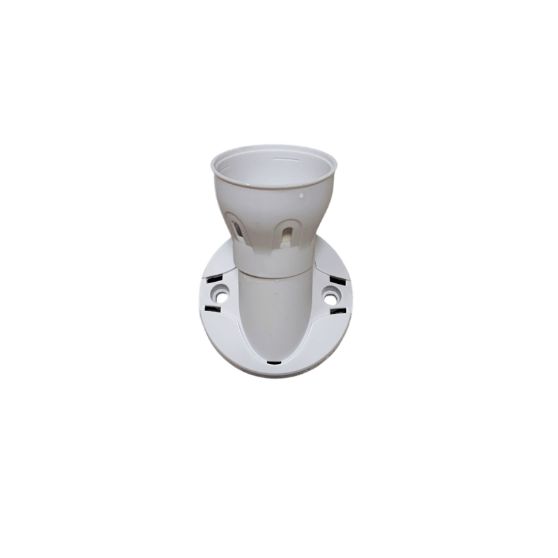 Casa si Gradina - Corpuri si surse de iluminat - Accesorii corpuri de iluminat - Dulie E27 Oblca din Plastic, Montaj pe Perete/Tavan, 105 mm, Baza 70 mm, Alba cu Insertii Colorate, engros - Infinity.ro