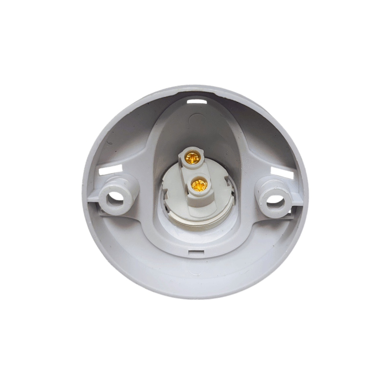 Casa si Gradina - Corpuri si surse de iluminat - Accesorii corpuri de iluminat - Dulie E27 Oblca din Plastic, Montaj pe Perete/Tavan, 105 mm, Baza 70 mm, Alba cu Insertii Colorate, engros - Infinity.ro