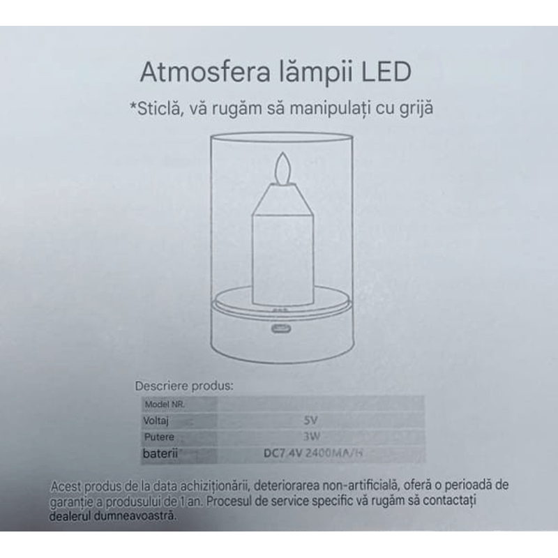 Casa si Gradina - Corpuri si surse de iluminat - Veioze si lampi - Lampi de veghe copii - Lampa de sticla cu  flacara proiectata cu led,cu senzor de miscare, control, lumina de noapte fara fir, restaurant - Infinity.ro