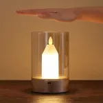 Casa si Gradina - Corpuri si surse de iluminat - Veioze si lampi - Lampi de veghe copii - Lampa de sticla cu  flacara proiectata cu led,cu senzor de miscare, control, lumina de noapte fara fir, restaurant - Infinity.ro