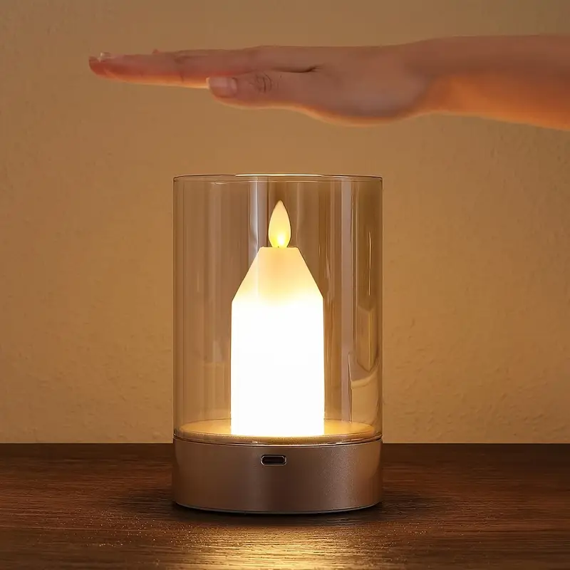 Casa si Gradina - Corpuri si surse de iluminat - Veioze si lampi - Lampi de veghe copii - Lampa de sticla cu  flacara proiectata cu led,cu senzor de miscare, control, lumina de noapte fara fir, restaurant - Infinity.ro