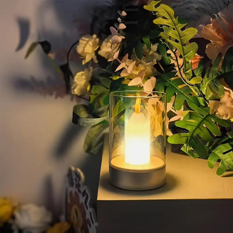 Casa si Gradina - Corpuri si surse de iluminat - Veioze si lampi - Lampi de veghe copii - Lampa de sticla cu  flacara proiectata cu led,cu senzor de miscare, control, lumina de noapte fara fir, restaurant - Infinity.ro