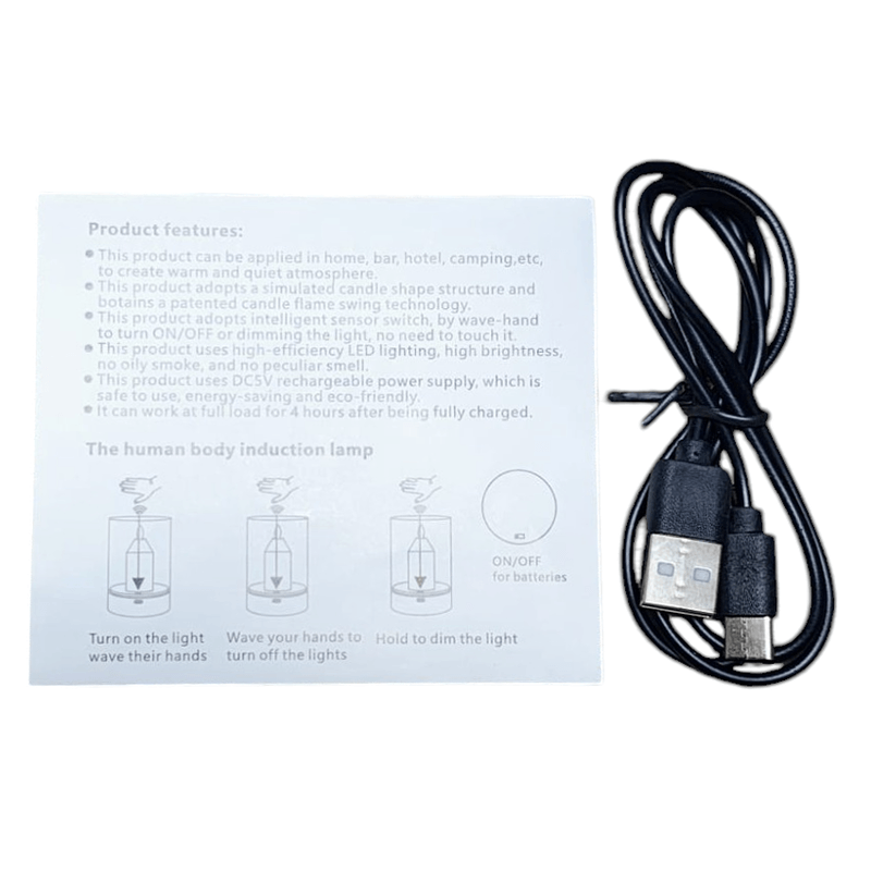 Casa si Gradina - Corpuri si surse de iluminat - Veioze si lampi - Lampi de veghe copii - Lampa de sticla cu  flacara proiectata cu led,cu senzor de miscare, control, lumina de noapte fara fir, restaurant - Infinity.ro