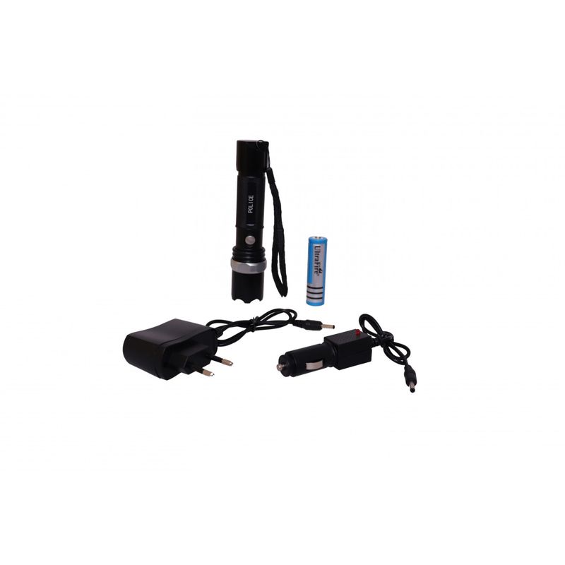 Casa si Gradina - Corpuri si surse de iluminat - Iluminat exterior - Lanterne - Lanterna LED swat 3W police, metalica, reincarcabila cu Acumulator - Infinity.ro