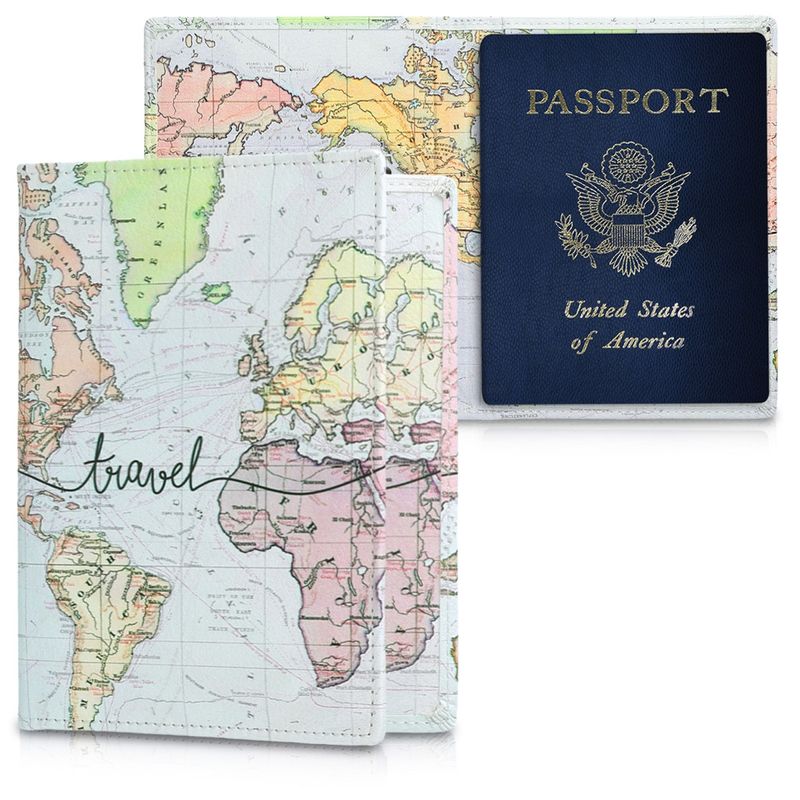 Sport si Outdoor - Articole de voiaj - Accesorii articole de voiaj - Portofel pentru pasaport Kwmobile cu buzunar card, piele ecologica, multicolor, portabil, antizgarieturi, antipraf - Infinity.ro