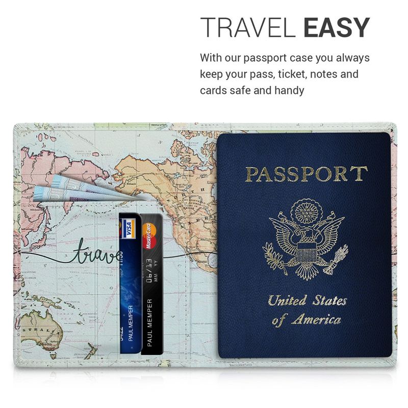 Sport si Outdoor - Articole de voiaj - Accesorii articole de voiaj - Portofel pentru pasaport Kwmobile cu buzunar card, piele ecologica, multicolor, portabil, antizgarieturi, antipraf - Infinity.ro