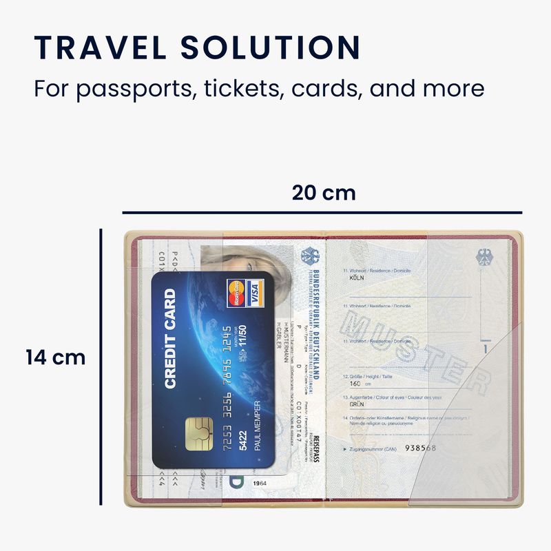 Sport si Outdoor - Articole de voiaj - Accesorii articole de voiaj - Portofel pentru pasaport Kwmobile cu buzunar card, PVC, plastic, gri, alb, portabil, protectie la praf - Infinity.ro