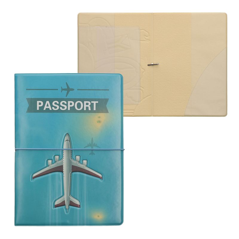 Sport si Outdoor - Articole de voiaj - Accesorii articole de voiaj - Portofel pentru pasaport Kwmobile cu buzunar card, PVC, plastic, gri, alb, portabil, protectie la praf - Infinity.ro