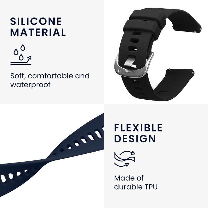 Laptop, Telefoane si Tablete - Wearables si gadgeturi - Wearables - Accesorii wearables - Set 2 curele pentru smartwatch Kwmobile pentru Xiaomi Watch S3, curea reglabila, silicon, negru, albastru - Infinity.ro