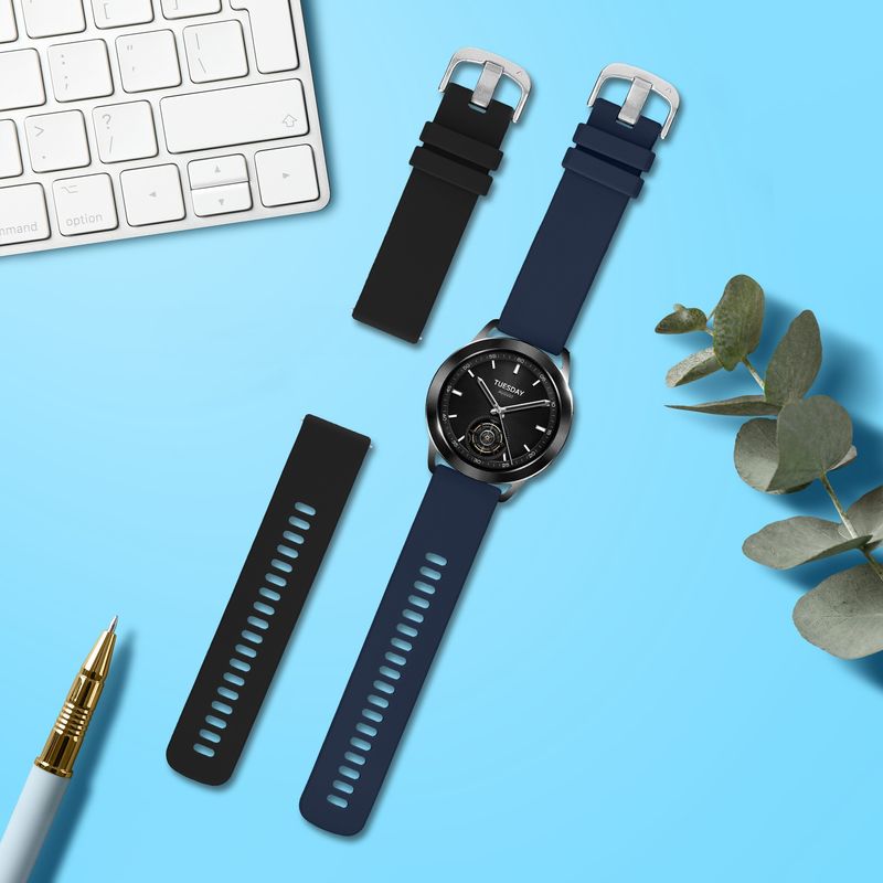 Laptop, Telefoane si Tablete - Wearables si gadgeturi - Wearables - Accesorii wearables - Set 2 curele pentru smartwatch Kwmobile pentru Xiaomi Watch S3, curea reglabila, silicon, negru, albastru - Infinity.ro