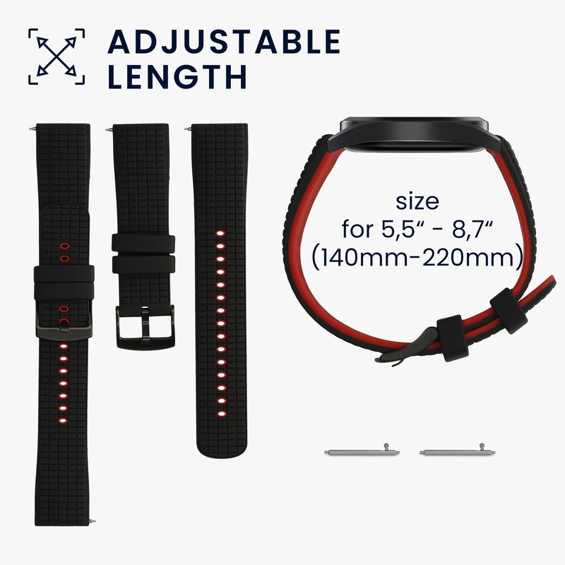 Laptop, Telefoane si Tablete - Wearables si gadgeturi - Wearables - Accesorii wearables - Curea pentru smartwatch Kwmobile pentru TicWatch Pro 3 Ultra, Pro 3, S2, GTX, curea reglabila, silicon, negru, rosu - Infinity.ro
