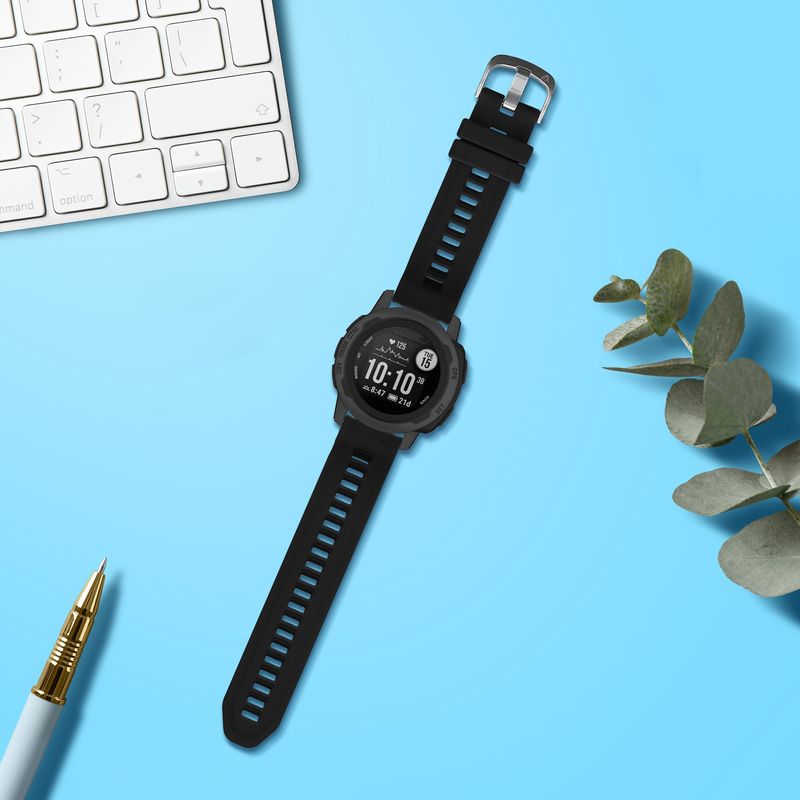 Laptop, Telefoane si Tablete - Wearables si gadgeturi - Wearables - Accesorii wearables - Curea pentru smartwatch Kwmobile pentru Garmin Instinct 2S, curea reglabila, silicon, negru - Infinity.ro