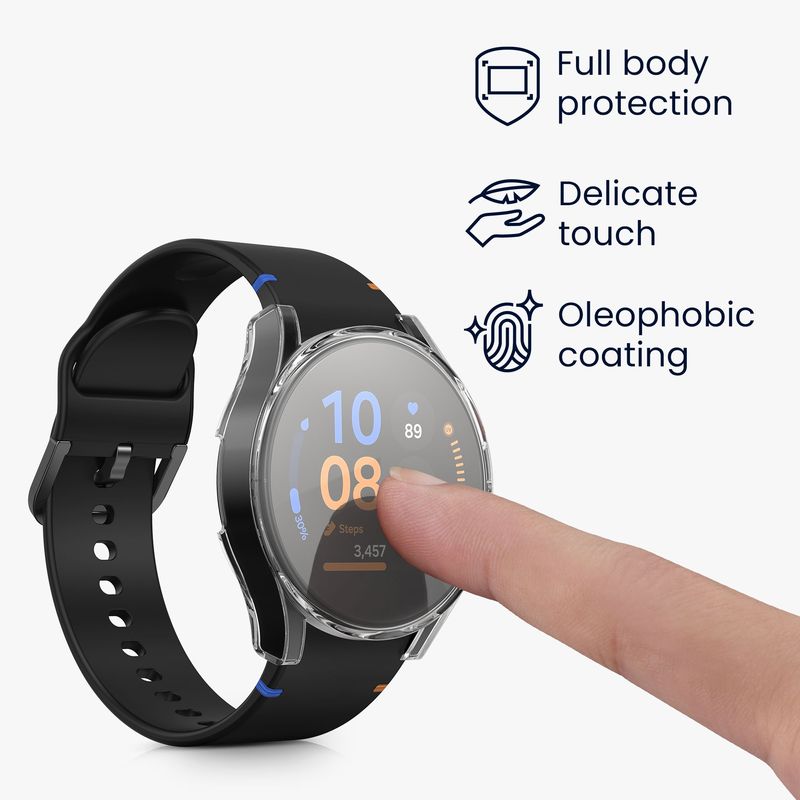 Laptop, Telefoane si Tablete - Wearables si gadgeturi - Wearables - Accesorii wearables - Set 2 huse smartwatch Kwmobile pentru Samsung Galaxy Watch FE 40 mm, antizgarieturi, flexibil, silicon, transparent - Infinity.ro