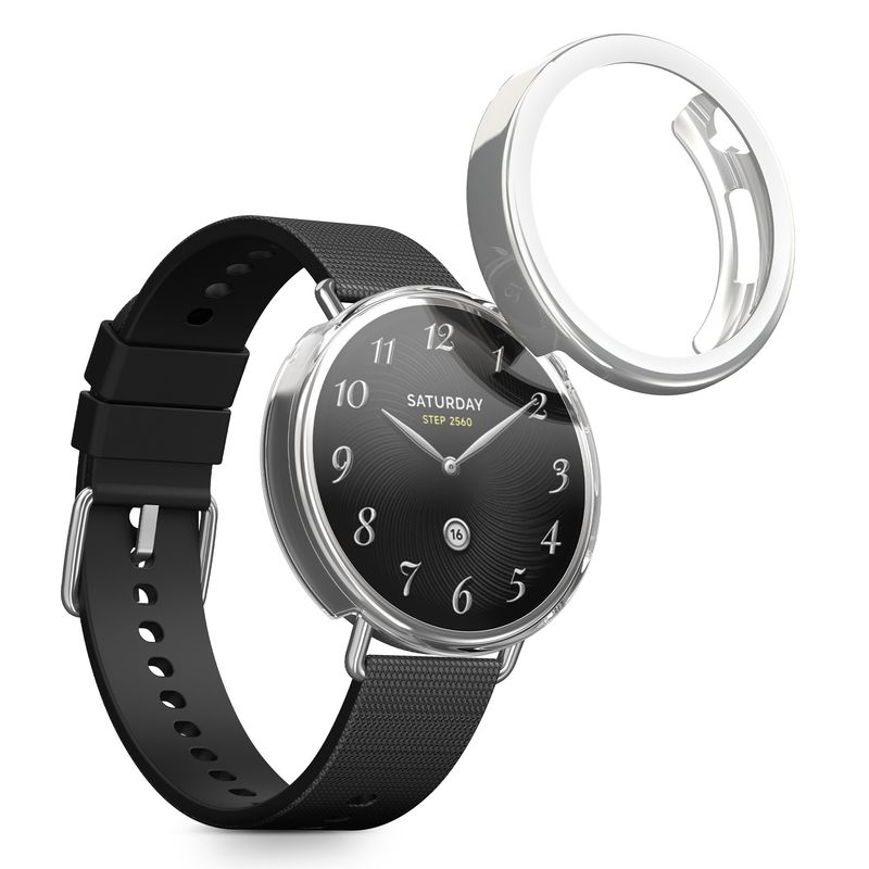 Laptop, Telefoane si Tablete - Wearables si gadgeturi - Wearables - Accesorii wearables - Set 2 huse smartwatch Kwmobile pentru Xiaomi Watch S4 41 mm, antizgarieturi, flexibil, silicon, transparent, argintiu - Infinity.ro