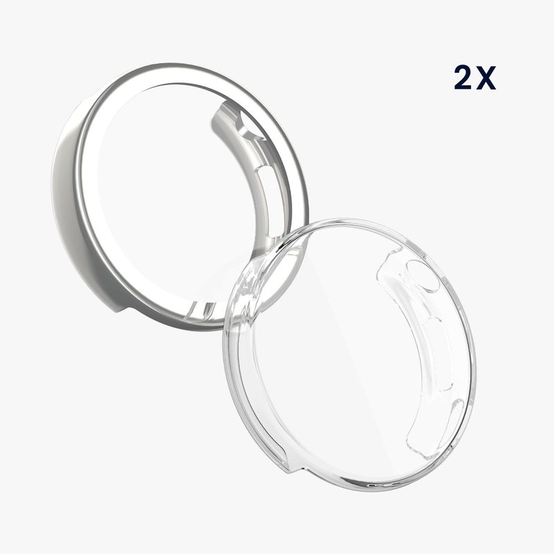 Laptop, Telefoane si Tablete - Wearables si gadgeturi - Wearables - Accesorii wearables - Set 2 huse smartwatch Kwmobile pentru Xiaomi Watch S4 41 mm, antizgarieturi, flexibil, silicon, transparent, argintiu - Infinity.ro