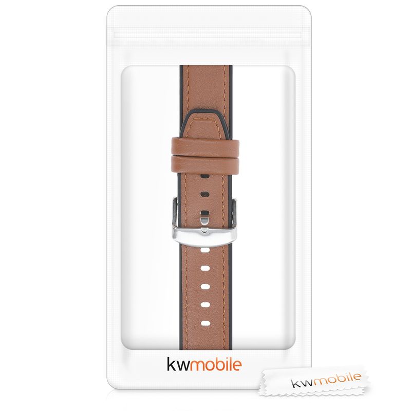 Laptop, Telefoane si Tablete - Wearables si gadgeturi - Wearables - Accesorii wearables - Curea Kwmobile pentru Amazfit GTR (47 mm), GTR 2, GTR 3, GTR 4, reglabila, piele naturala, silicon, maro, negru - Infinity.ro