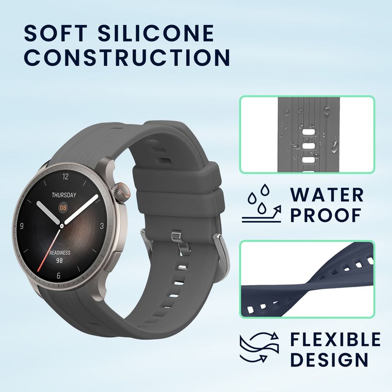 Laptop, Telefoane si Tablete - Wearables si gadgeturi - Wearables - Accesorii wearables - Set 2 curele pentru smartwatch Kwmobile pentru Amazfit Balance A2286, curea reglabila, silicon, albastru, gri - Infinity.ro