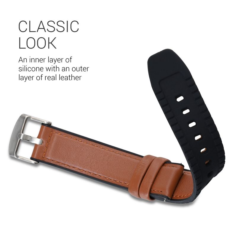 Laptop, Telefoane si Tablete - Wearables si gadgeturi - Wearables - Accesorii wearables - Curea Kwmobile pentru Amazfit GTR (47 mm), GTR 2, GTR 3, GTR 4, reglabila, piele naturala, silicon, maro, negru - Infinity.ro