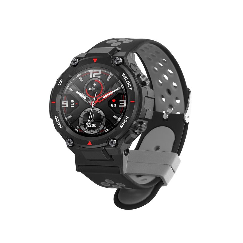 Laptop, Telefoane si Tablete - Wearables si gadgeturi - Wearables - Accesorii wearables - Curea pentru smartwatch Kwmobile pentru Amazfit T-Rex, T-Rex Pro, curea reglabila, silicon, negru, gri - Infinity.ro
