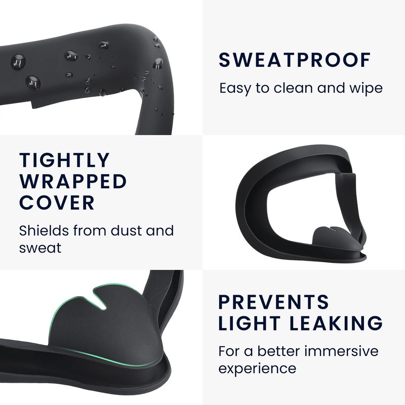 PC, gaming si accesorii - Gaming - Accesorii gaming - Accesorii VR Gaming - Protectie Kwmobile pentru interfata faciala Meta Quest 2, silicon, negru, protectie la praf - Infinity.ro