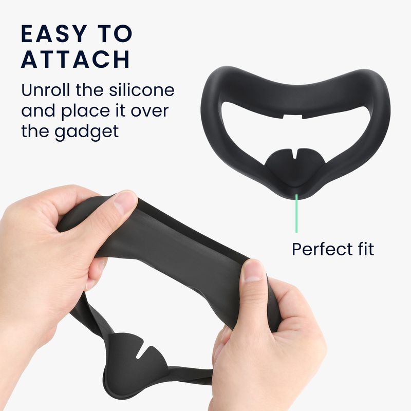 PC, gaming si accesorii - Gaming - Accesorii gaming - Accesorii VR Gaming - Protectie Kwmobile pentru interfata faciala Meta Quest 2, silicon, negru, protectie la praf - Infinity.ro