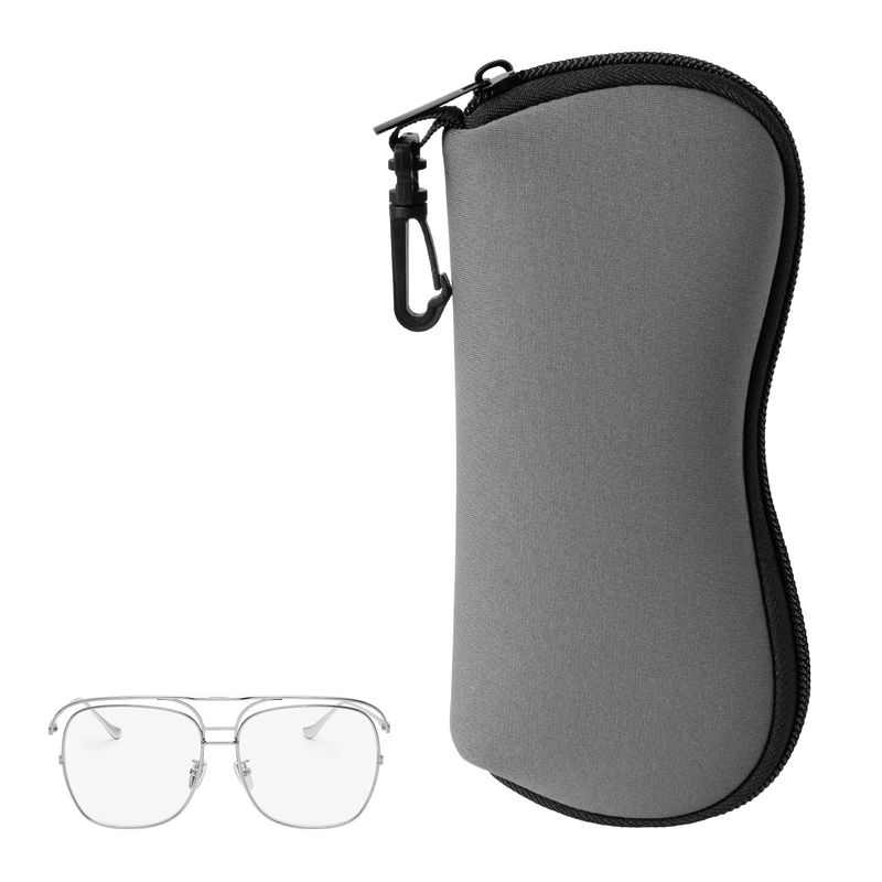 Ingrijire personala si Cosmetice - Sanatate si wellness - Optica medicala - Accesorii pentru ochelari si lentile de contact - Toc pentru ochelari Kwmobile, cu carabina si fermoar, protectie la socuri, neopren, gri - Infinity.ro