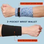 Sport si Outdoor - Echipament Sportiv - Accesorii echipament sportiv - Genti si borsete fitness - Set 2 borsete sport pentru incheietura Kwmobile, buzunar card, poliester, negru si albastru - Infinity.ro