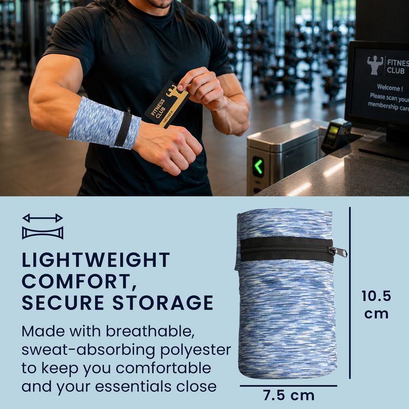Sport si Outdoor - Echipament Sportiv - Accesorii echipament sportiv - Genti si borsete fitness - Set 2 borsete sport pentru incheietura Kwmobile, buzunar card, poliester, negru si albastru - Infinity.ro
