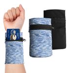 Sport si Outdoor - Echipament Sportiv - Accesorii echipament sportiv - Genti si borsete fitness - Set 2 borsete sport pentru incheietura Kwmobile, buzunar card, poliester, negru si albastru - Infinity.ro
