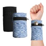 Sport si Outdoor - Echipament Sportiv - Accesorii echipament sportiv - Genti si borsete fitness - Set 2 borsete sport pentru incheietura Kwmobile, buzunar card, poliester, negru si albastru - Infinity.ro