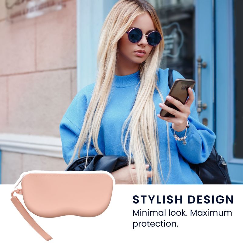 Ingrijire personala si Cosmetice - Sanatate si wellness - Optica medicala - Accesorii pentru ochelari si lentile de contact - Toc pentru ochelari Kwmobile, anti-alunecare, protectie la praf, fermoar, silicon, roz - Infinity.ro