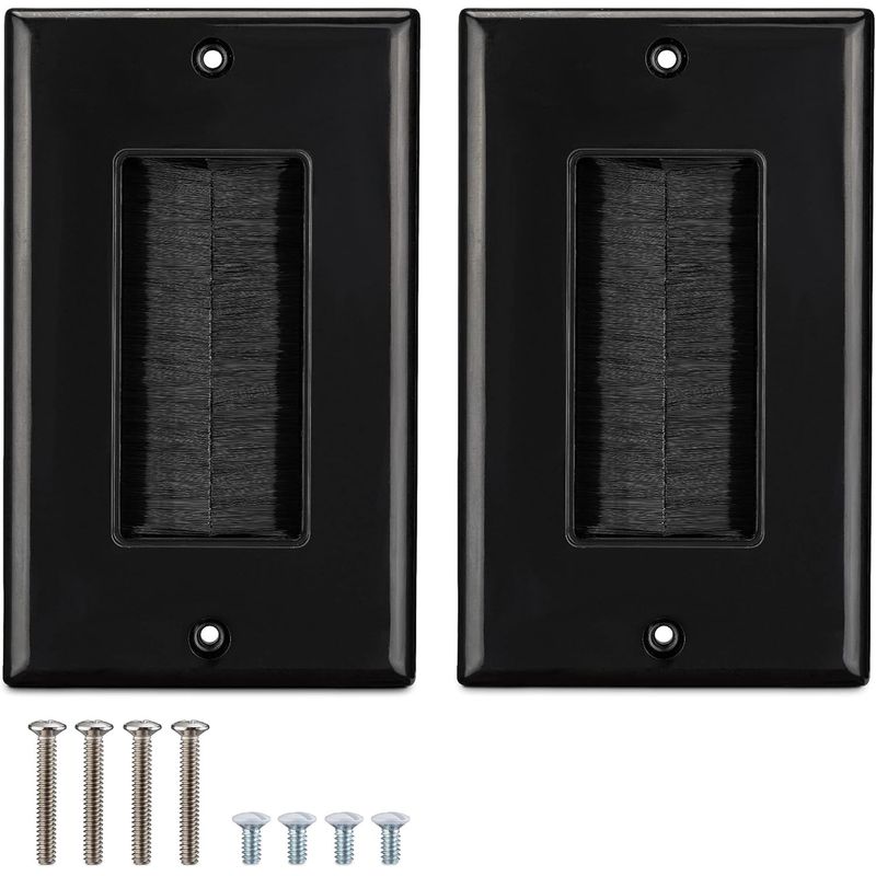 PC, gaming si accesorii - Retelistica - Cabluri si accesorii - Set 2 placi trecere cabluri Kwmobile, protectie la praf, plastic, negru - Infinity.ro