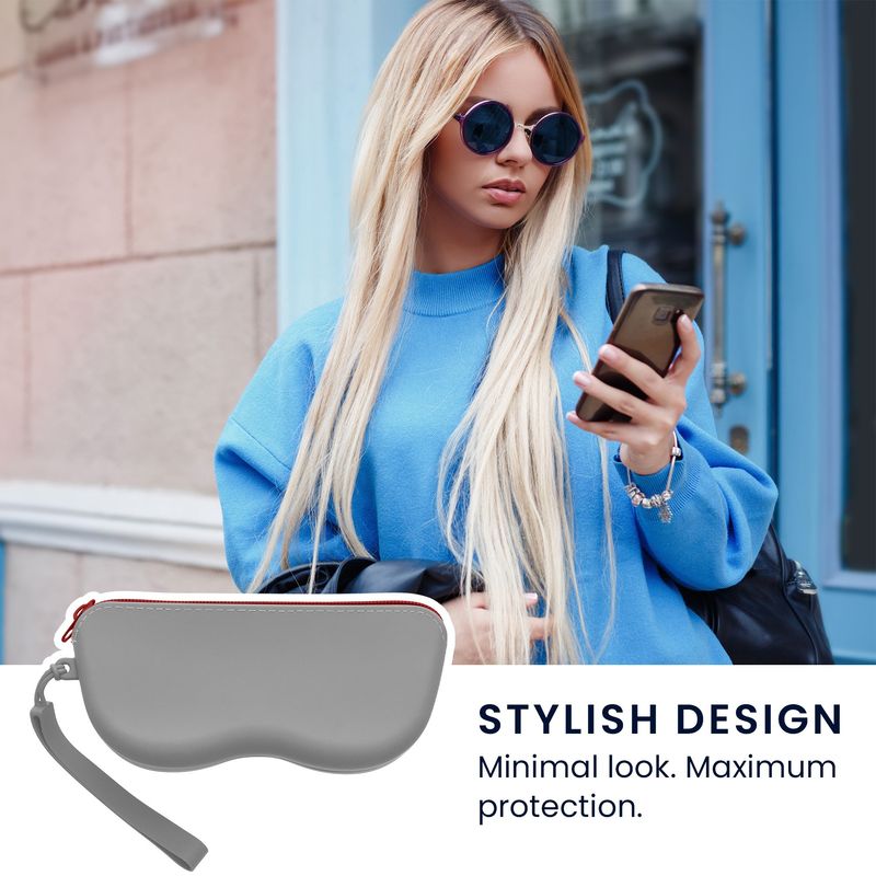 Ingrijire personala si Cosmetice - Sanatate si wellness - Optica medicala - Accesorii pentru ochelari si lentile de contact - Toc pentru ochelari Kwmobile, anti-alunecare, protectie la praf, fermoar, silicon, gri - Infinity.ro