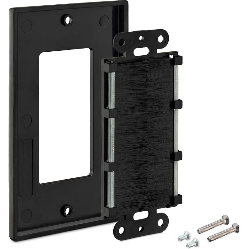 PC, gaming si accesorii - Retelistica - Cabluri si accesorii - Set 2 placi trecere cabluri Kwmobile, protectie la praf, plastic, negru - Infinity.ro