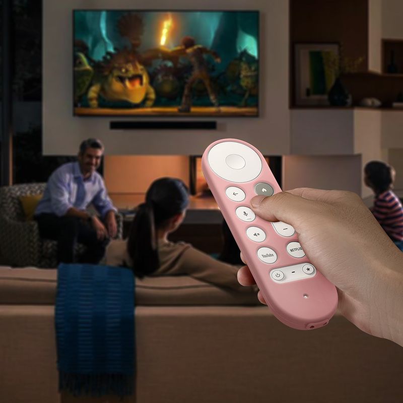 TV, Audio-Video si Foto - Accesorii TV si audio - Accesorii TV - Husa pentru telecomanda Kwmobile pentru Google TV Streamer 4K, anti-alunecare, silicon, roz - Infinity.ro