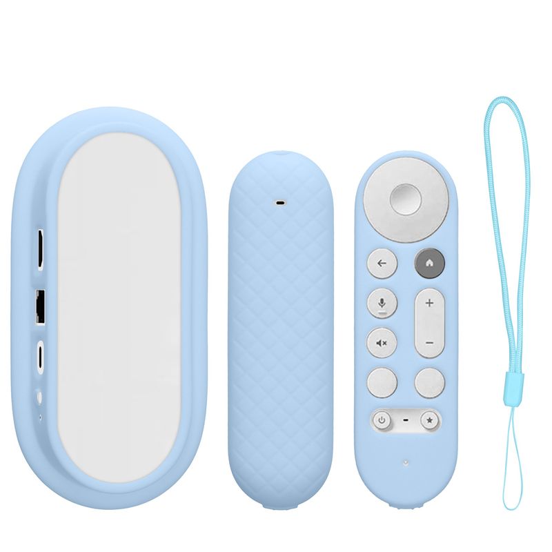 TV, Audio-Video si Foto - Accesorii TV si audio - Accesorii TV - Set 2 huse telecomanda Kwmobile pentru Google TV Streamer 4K, anti-alunecare, silicon, albastru - Infinity.ro