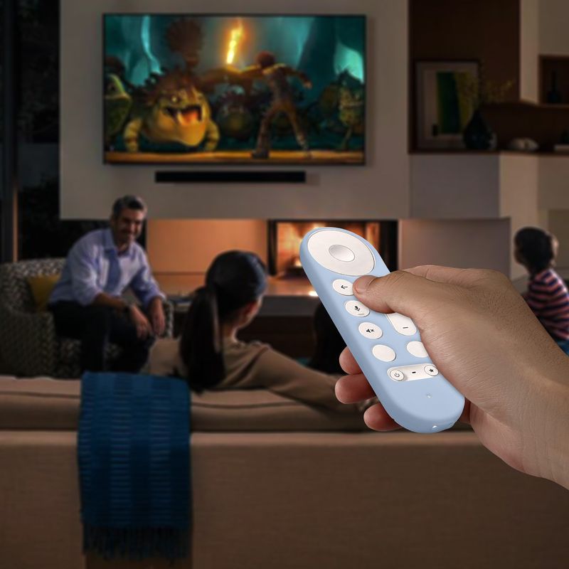 TV, Audio-Video si Foto - Accesorii TV si audio - Accesorii TV - Set 2 huse telecomanda Kwmobile pentru Google TV Streamer 4K, anti-alunecare, silicon, albastru - Infinity.ro