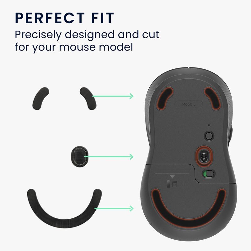 PC, gaming si accesorii - Periferice PC - Periferice Diverse - Set picioruse mouse Kwmobile pentru Logitech M650 L/M750 L, PTFE, negru, autoadezive, alunecare usoara - Infinity.ro