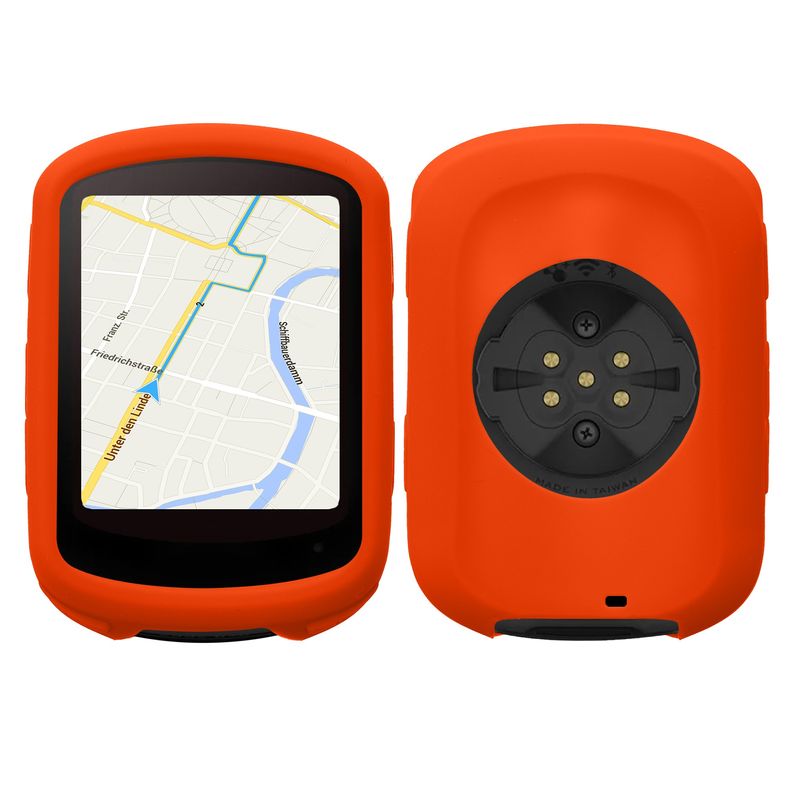 Sport si Outdoor - Ciclism - Accesorii pentru biciclete - Suporturi accesorii biciclete - Husa GPS Kwmobile pentru Garmin Edge 840/Edge 540, anti-alunecare, silicon, portocaliu - Infinity.ro